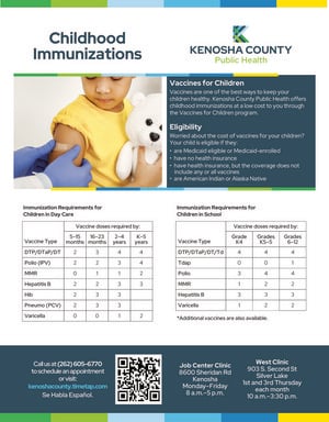 Kenosha County Childhood Immunizations Flier