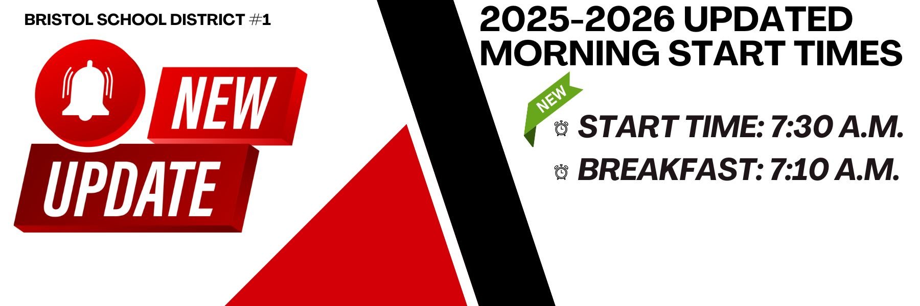2025-2026 Bristol School Start Time is now 7:30 A.M.