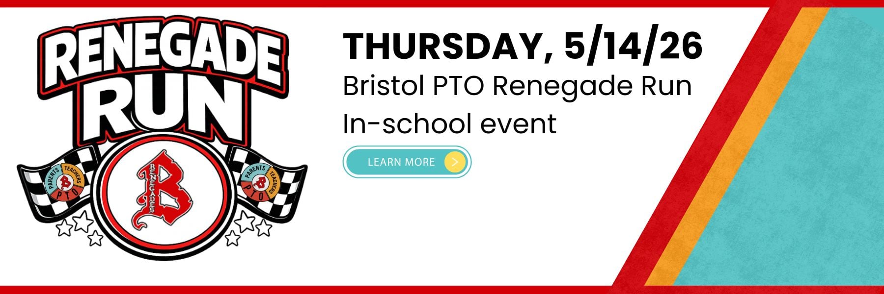 Bristol PTO Renegade Run Logo. In-school event on 5/14. Not open to the public.